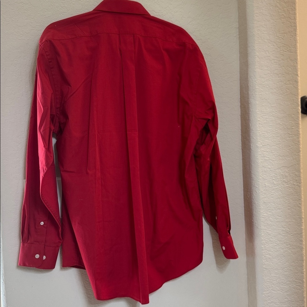 Haggar Vibrant Red Button-Up Shirt Size L (16-16.5/34/35) - Picture 3 of 3